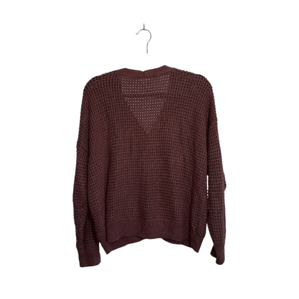 Maurices Mesh Button Front Cardigan Sweater Burgundy Open Knit Xlarge Women’s